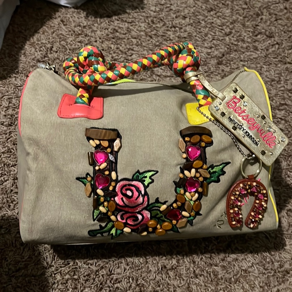 Betsy Johnson handbag..beautiful colorful chic hand bag. Eye catching!!